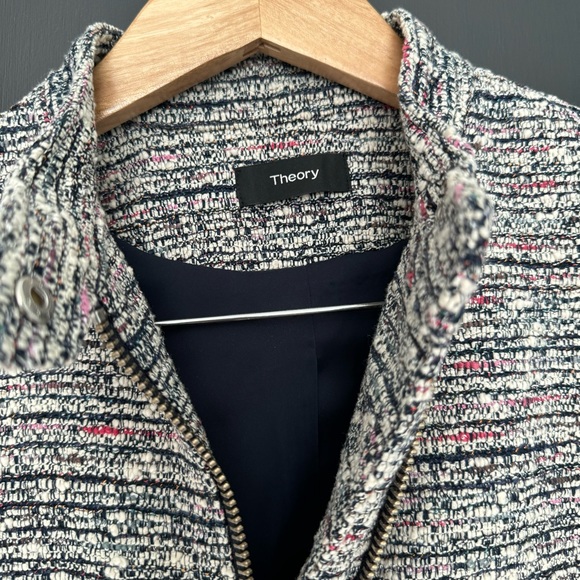 Theory Women's Tweed Moto Jacket Blazer Multicolor Size Small - Picture 3 of 7